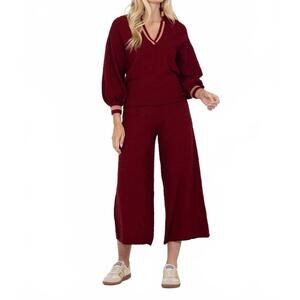 NEW EMILY MCCARTHY lolli sweater in meriot monogram